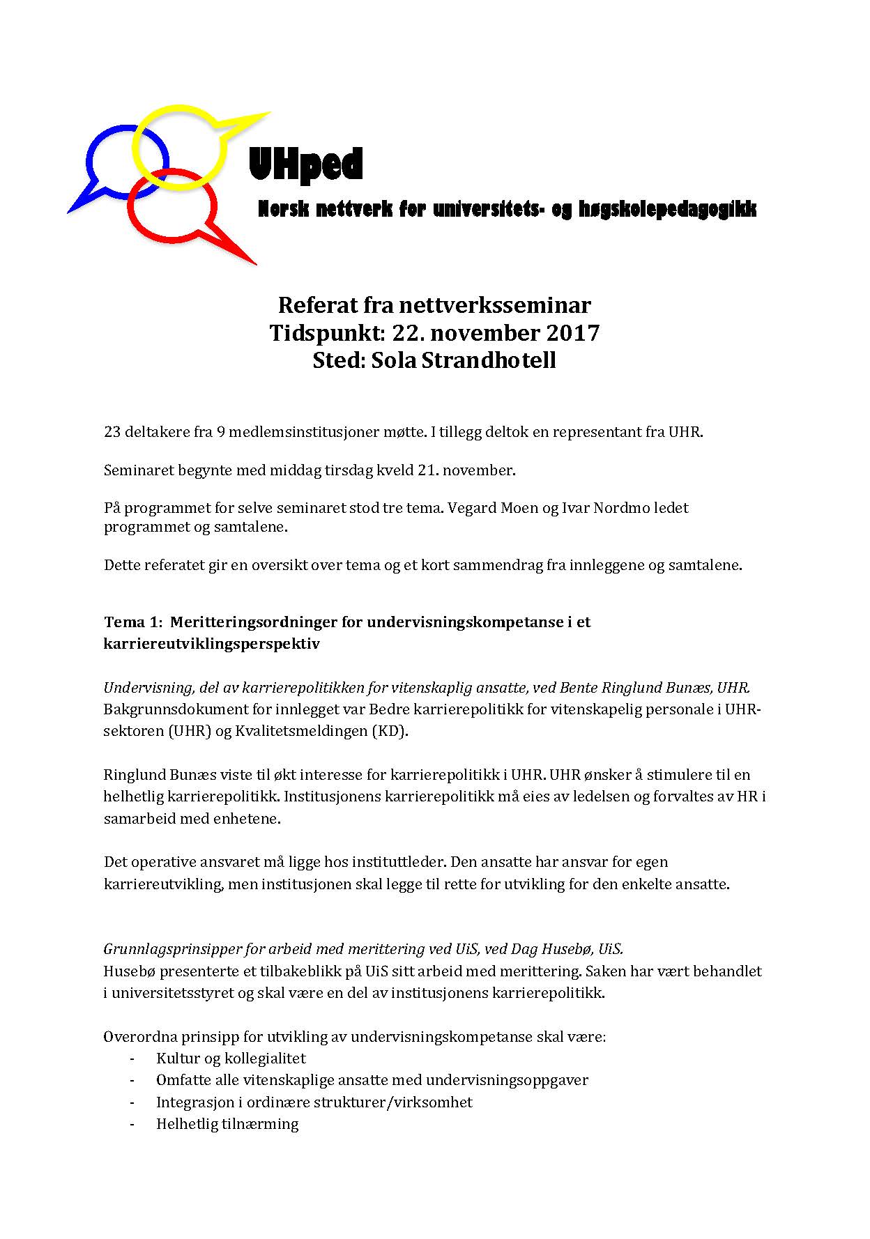 Sider fra Referat fra nettverksseminar 22.11.2017