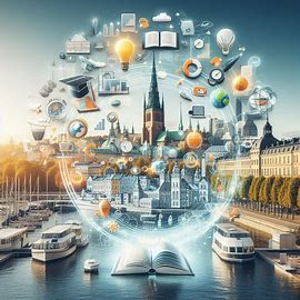 KI generert bilete som visualiserer byen gøteborg med artefakter knytt til undervising